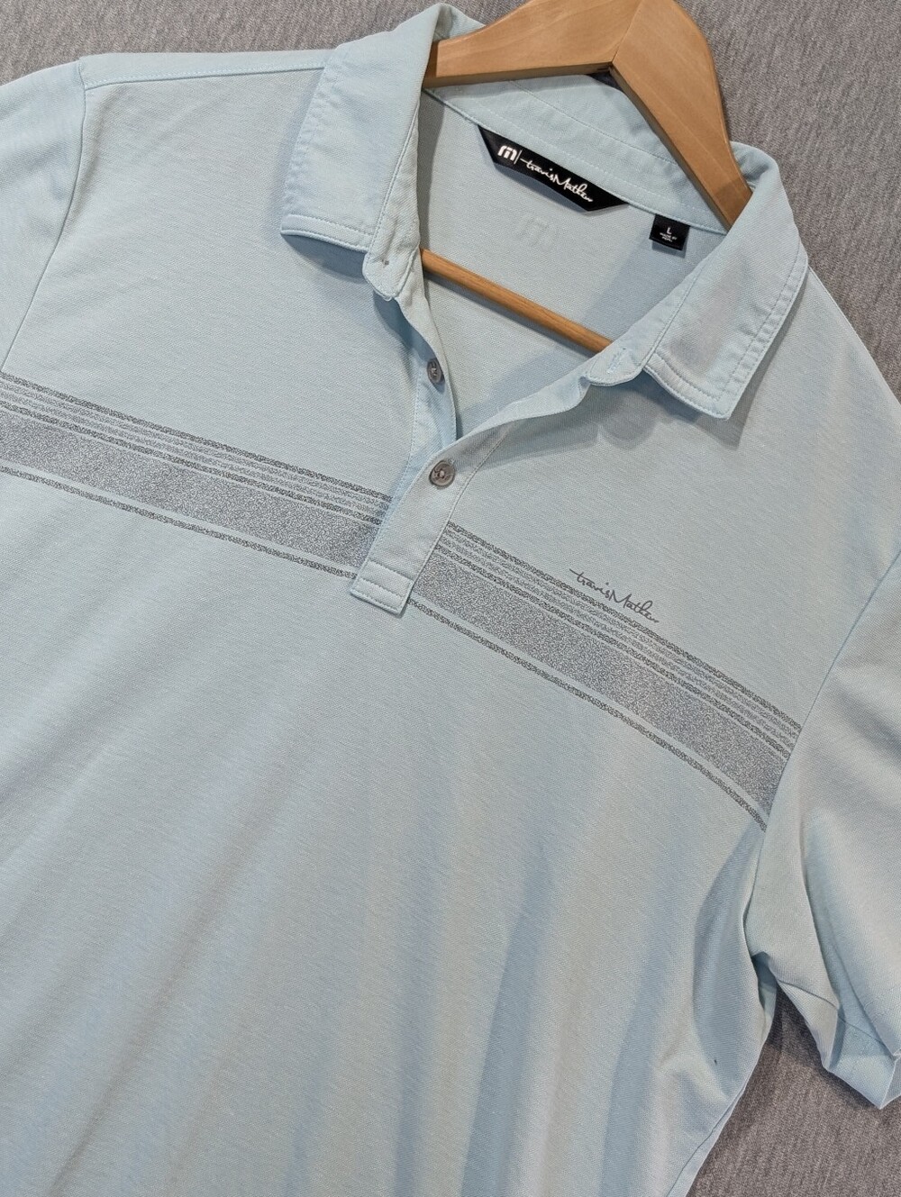 Travis Mathew Kalama Cove Golf Polo Shirt Men's Large Mint Green Grey
